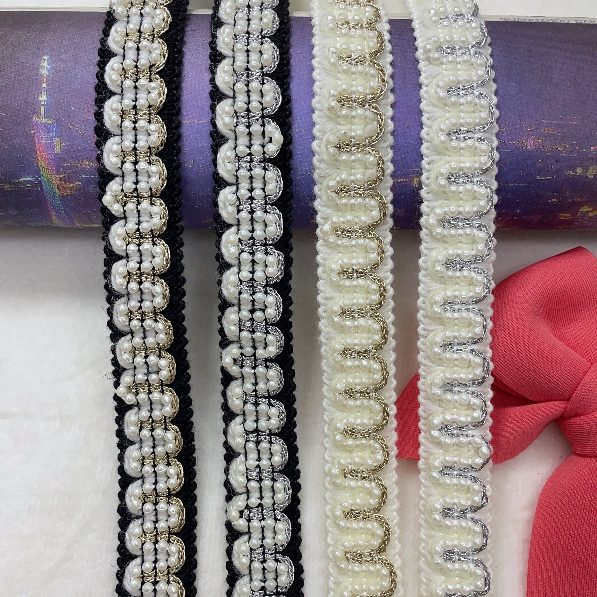 FS0066-2Meter Width 20mm Size Farbic With Pearl