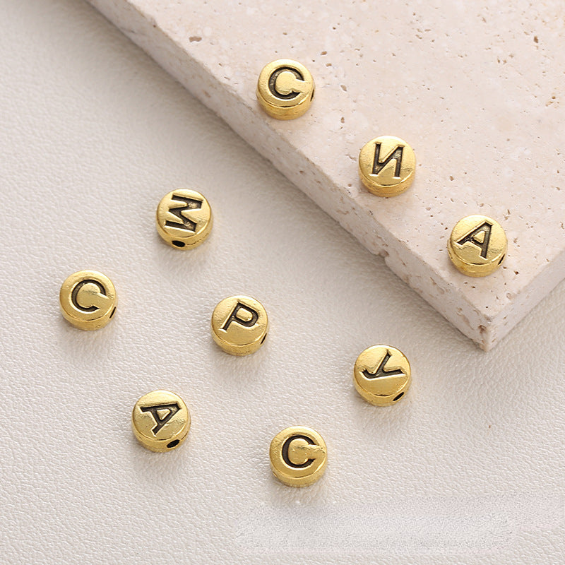 100Pcs/Bag Mixed Gold English Letter Spacers