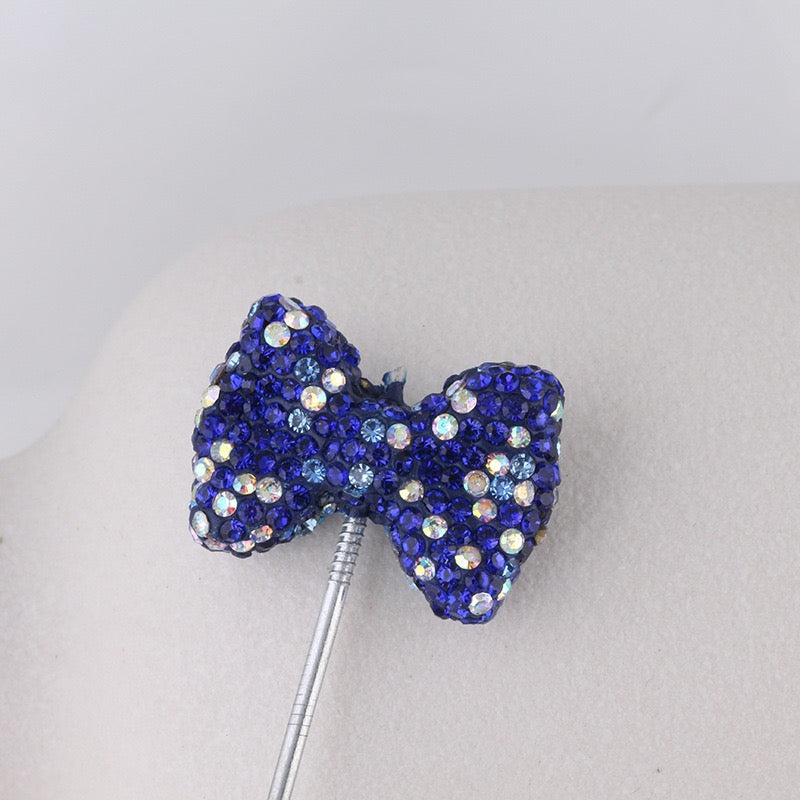 Bling Bling Multi-Color Clay Bow Beads with Shiny Rhinestones,