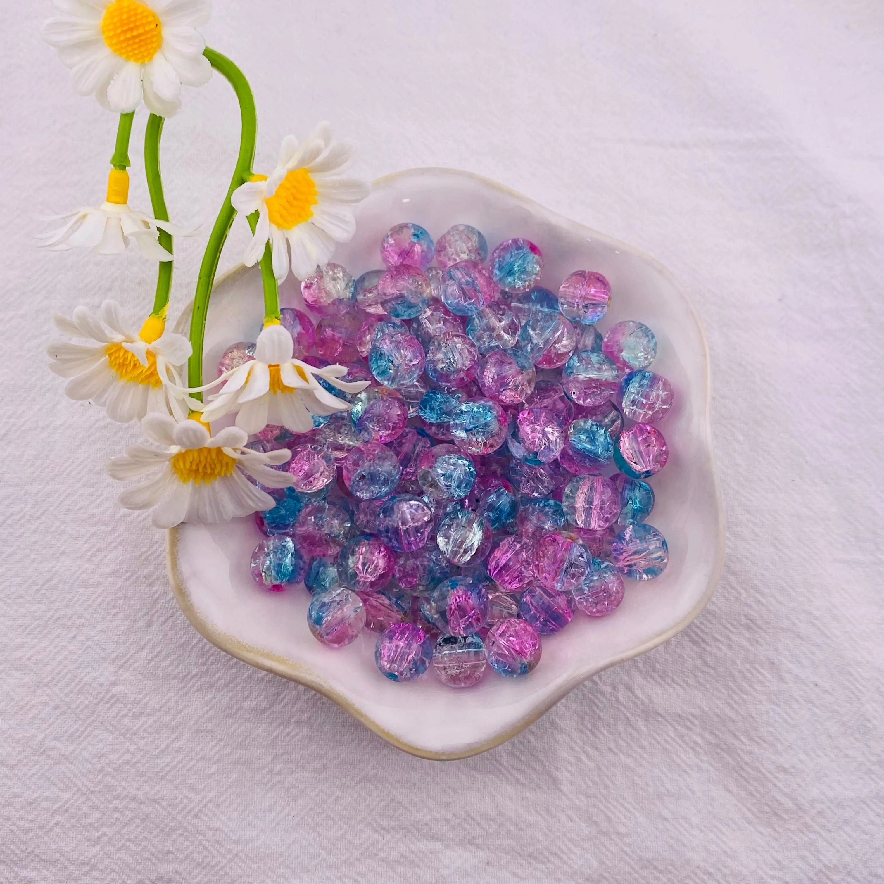 100mm Crackle Glass Beads  Round Crystal Glass Spacer Crafts Beads for Jewelry Making Necklace Bracelet Earrings DIY Crafts ZoeDIY Shop