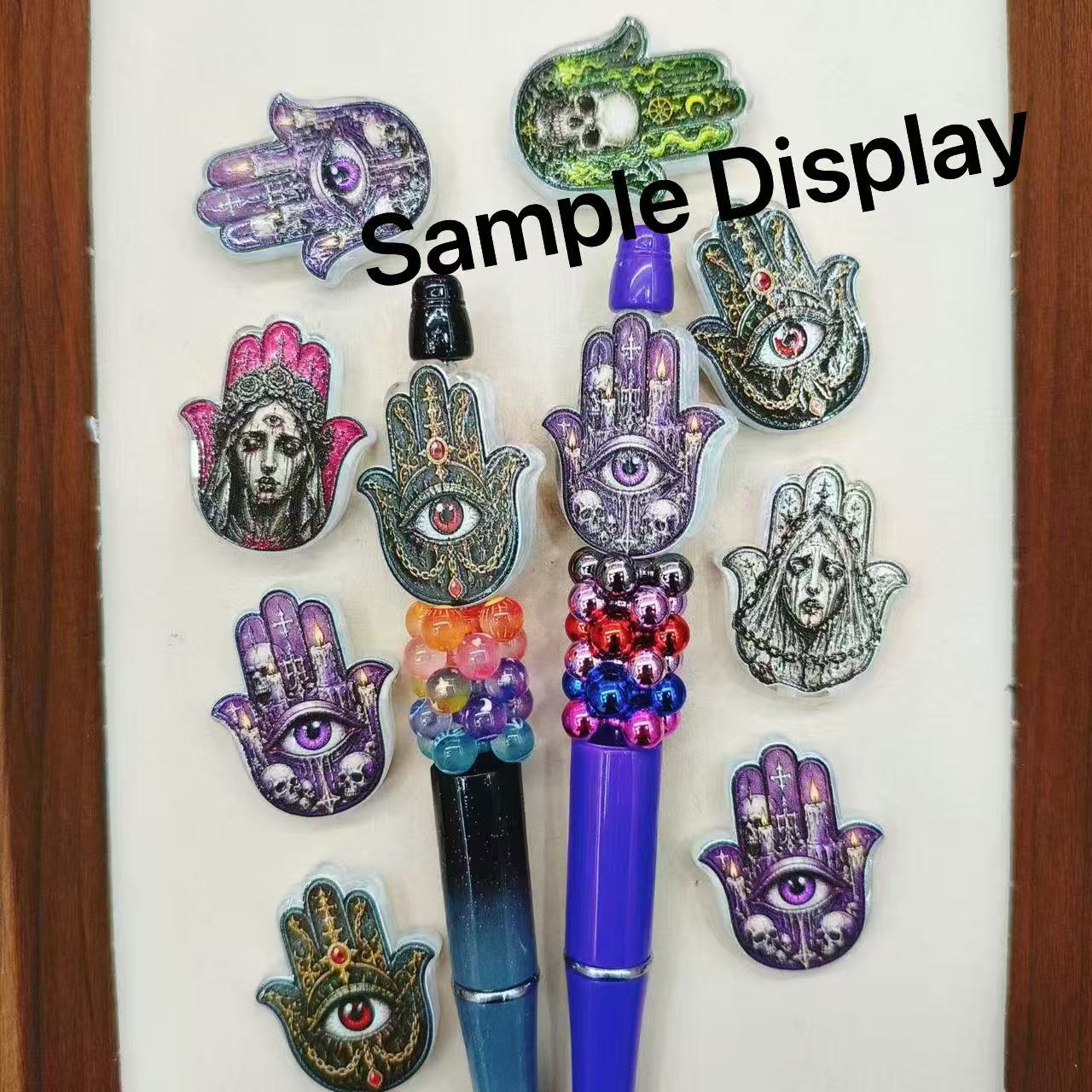 Fatima's Hand Hamsa Palm Amulet With Evil Eye Acrylic Beads - For Beading Pens, Keychains,Random Mix