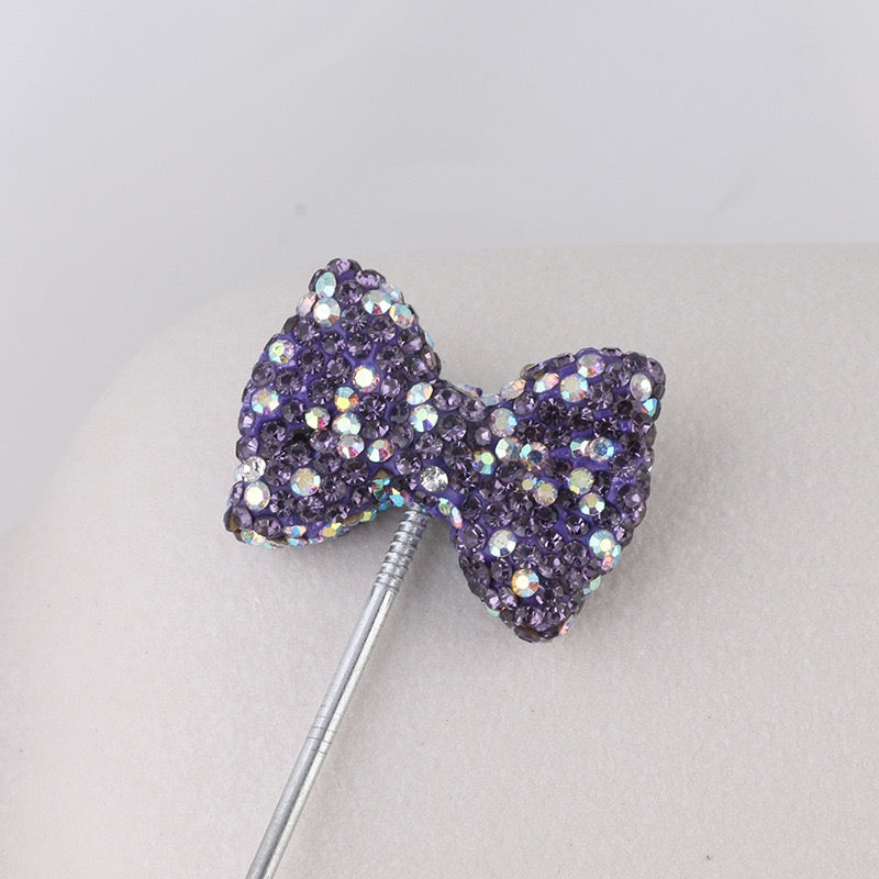 Bling Bling Multi-Color Clay Bow Beads with Shiny Rhinestones,
