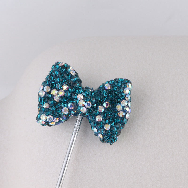 Bling Bling Multi-Color Clay Bow Beads with Shiny Rhinestones,