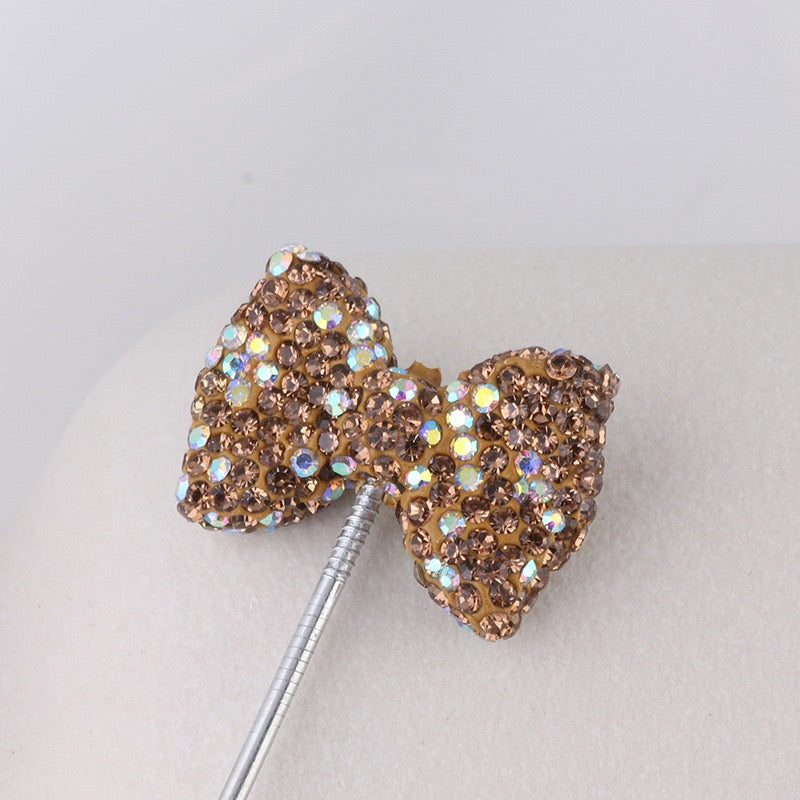 Bling Bling Multi-Color Clay Bow Beads with Shiny Rhinestones,