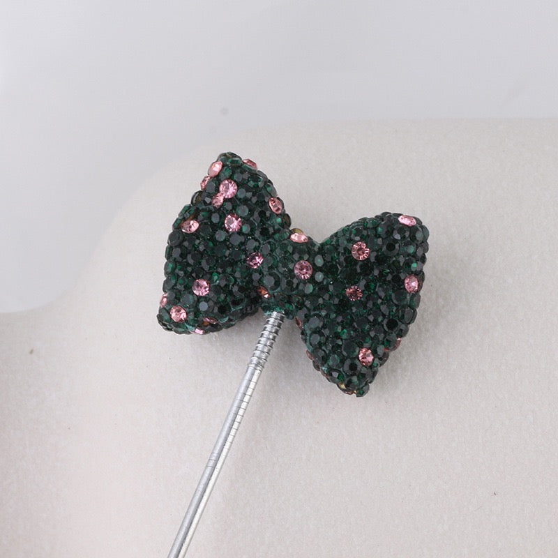 Bling Bling Multi-Color Clay Bow Beads with Shiny Rhinestones,