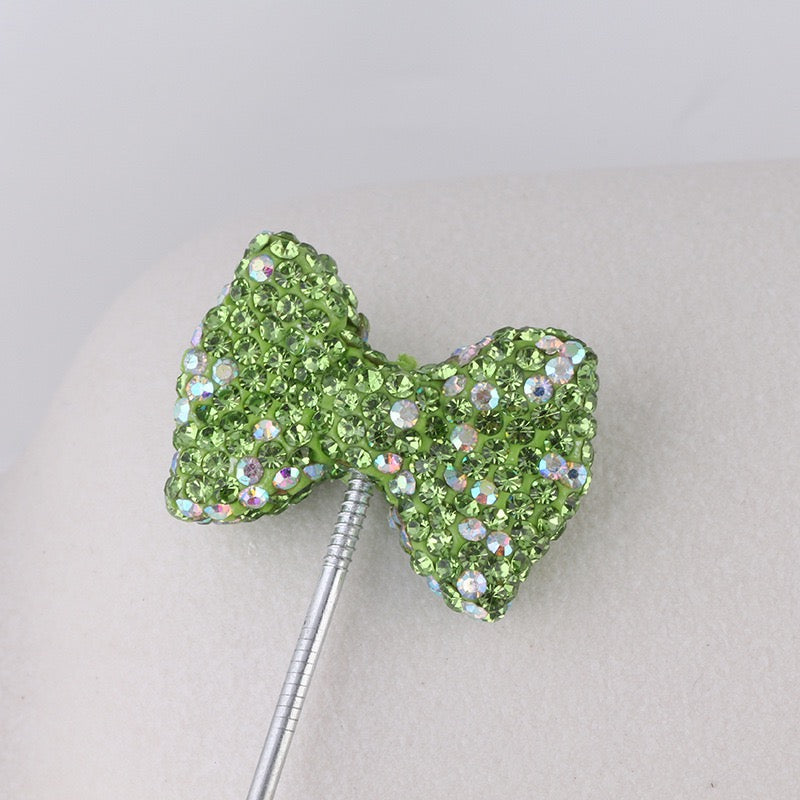 Bling Bling Multi-Color Clay Bow Beads with Shiny Rhinestones,