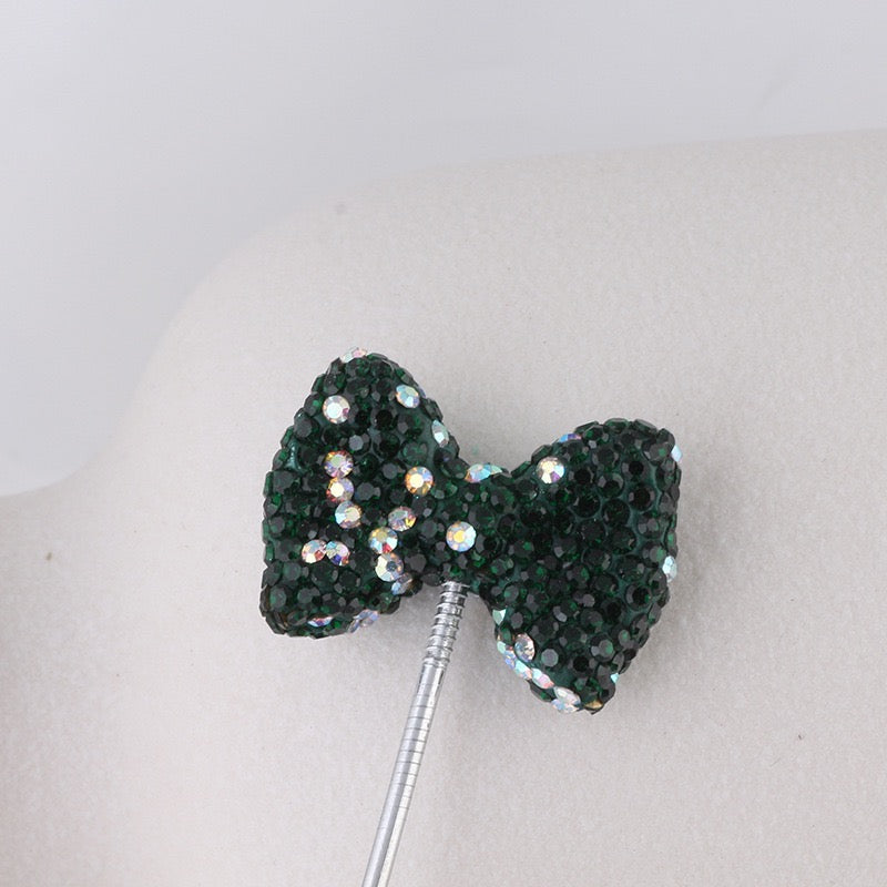 Bling Bling Multi-Color Clay Bow Beads with Shiny Rhinestones,