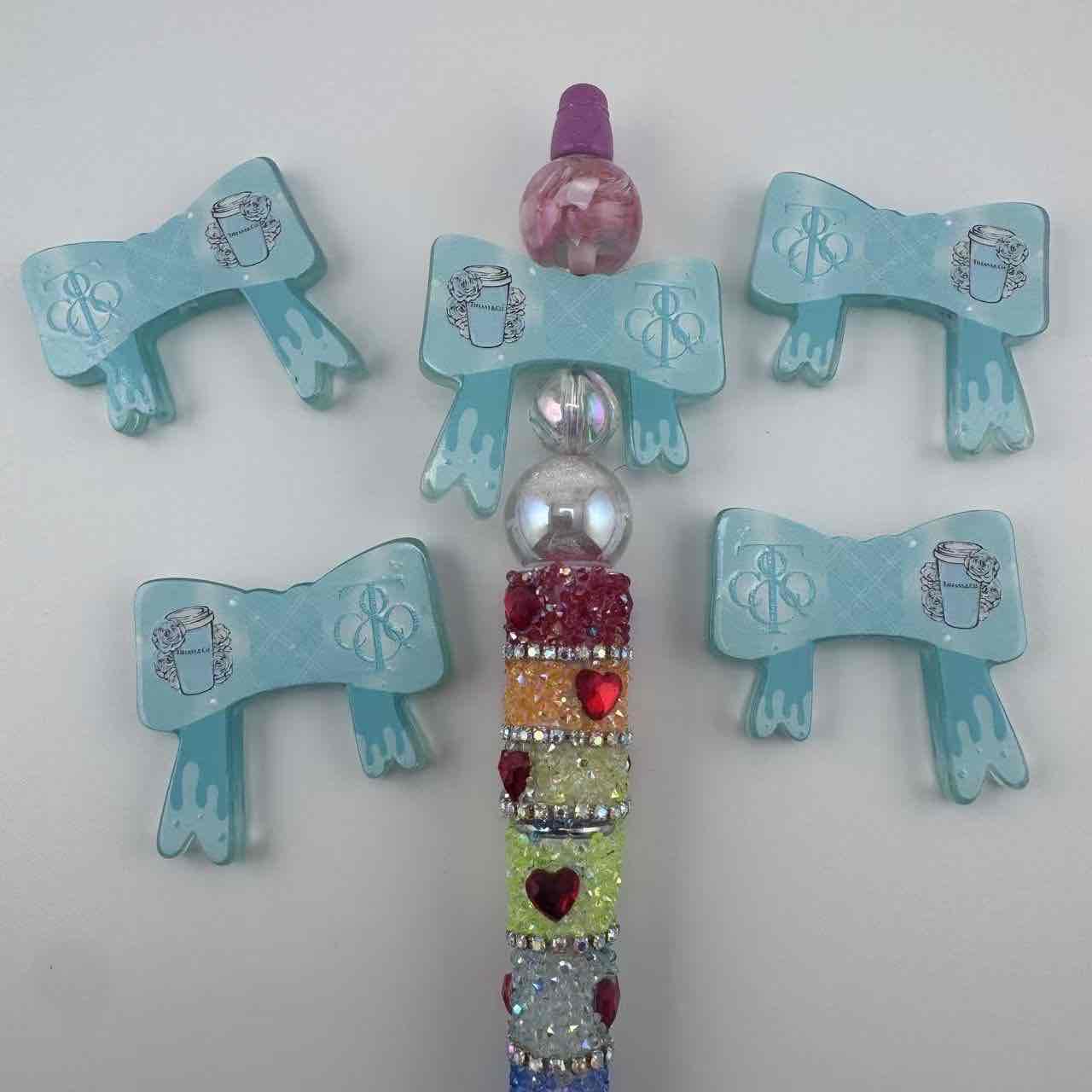 FS20028-Light Blue Acrylic Bow Focal Beads