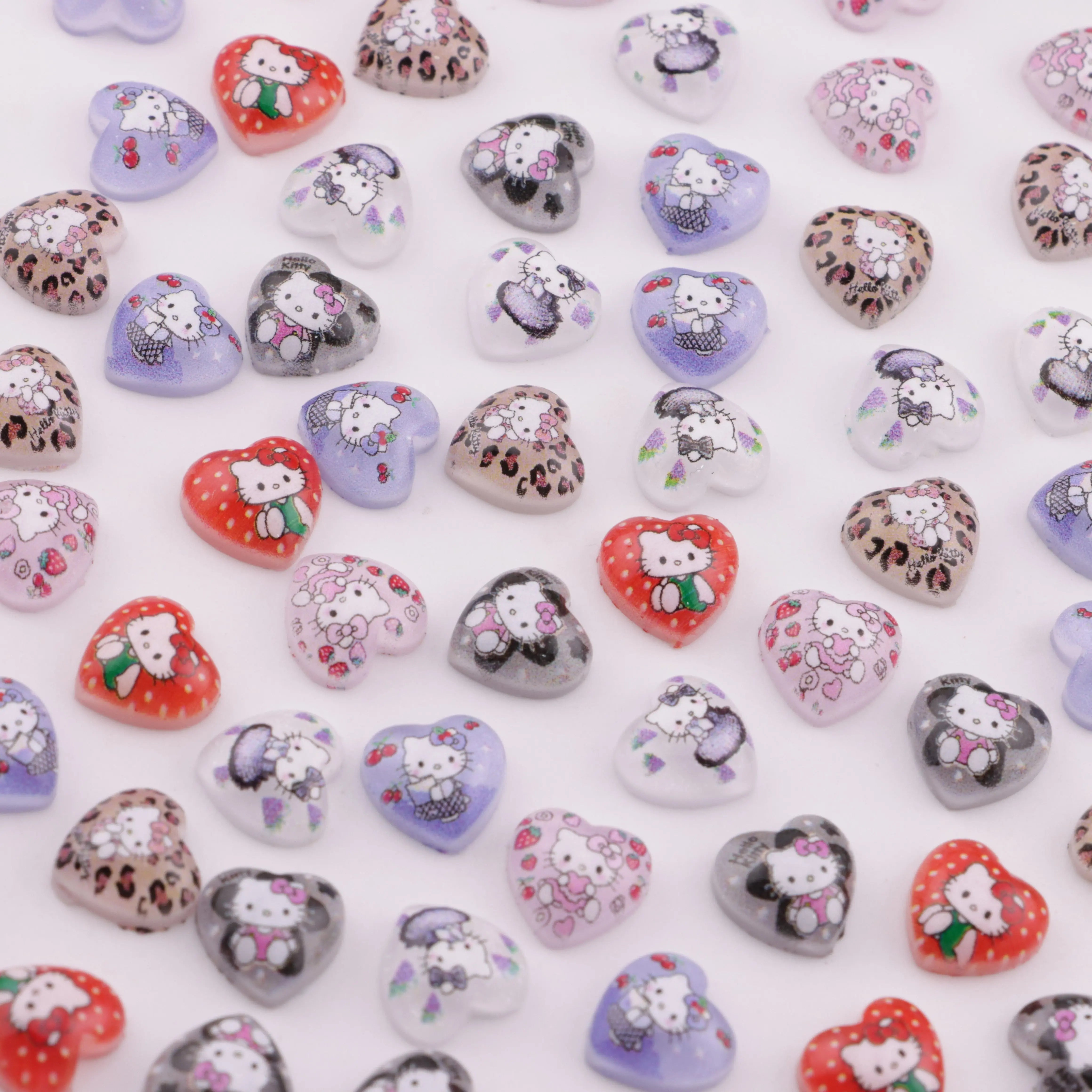 FS6285-10mm Hk Heart Charms Heart-Shaped Kitty Patches - Zoe DIY Wholesale