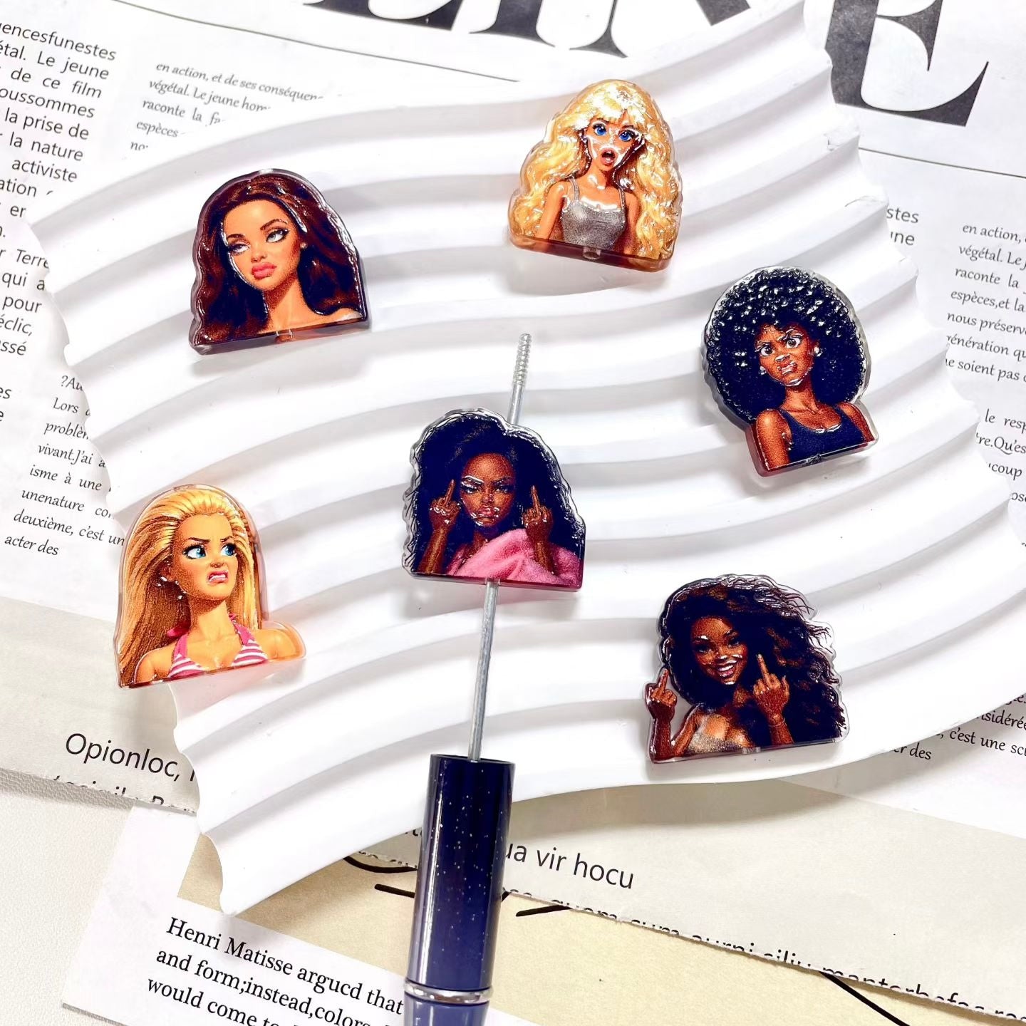 Vintage American Girl Portrait Acrylic Focal Beads For Pen Toppers ,Random Mix
