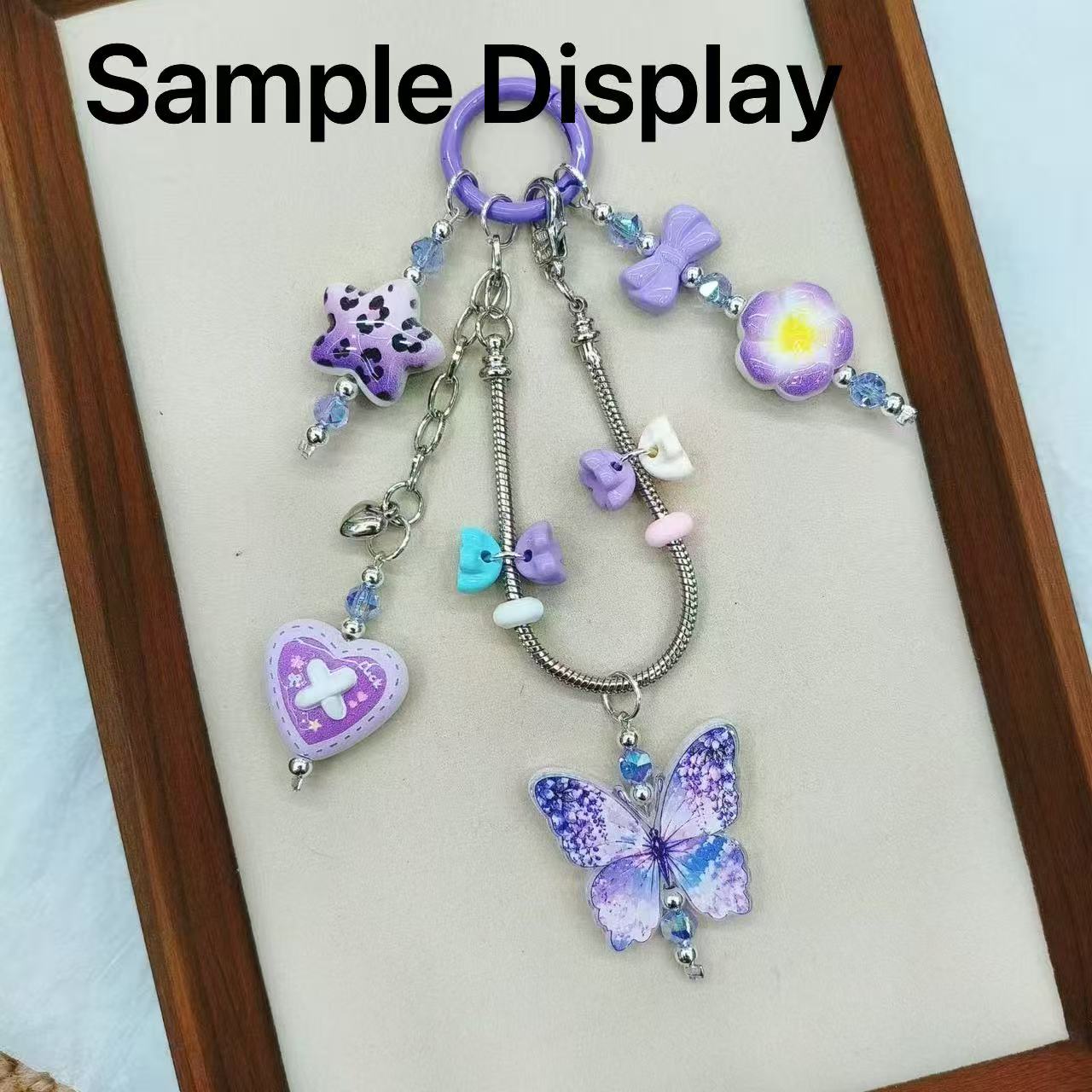 Acrylic Beads Butterfly with Flower on Wings, For Pen Toppers Or Keychain, Random Mix