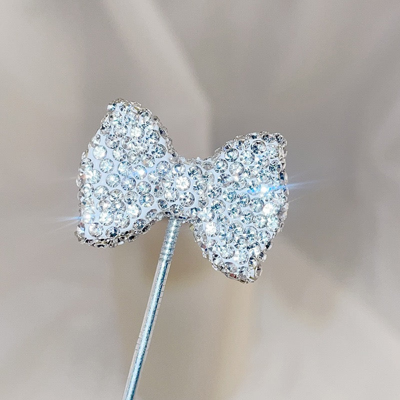 Bling Bling Multi-Color Clay Bow Beads with Shiny Rhinestones,