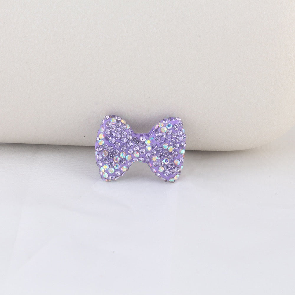 Bling Bling Multi-Color Clay Bow Beads with Shiny Rhinestones,