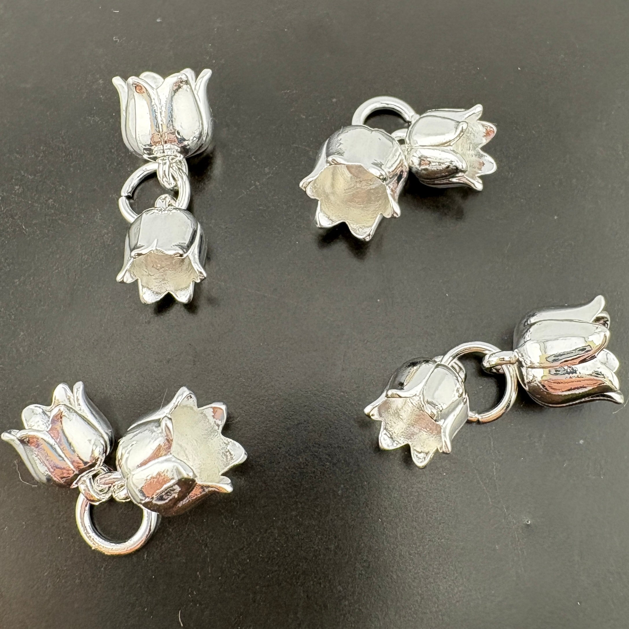 FS3121- 20 Pieces 9mm+10mm Silver Small+big Lily of the valley metal Charms