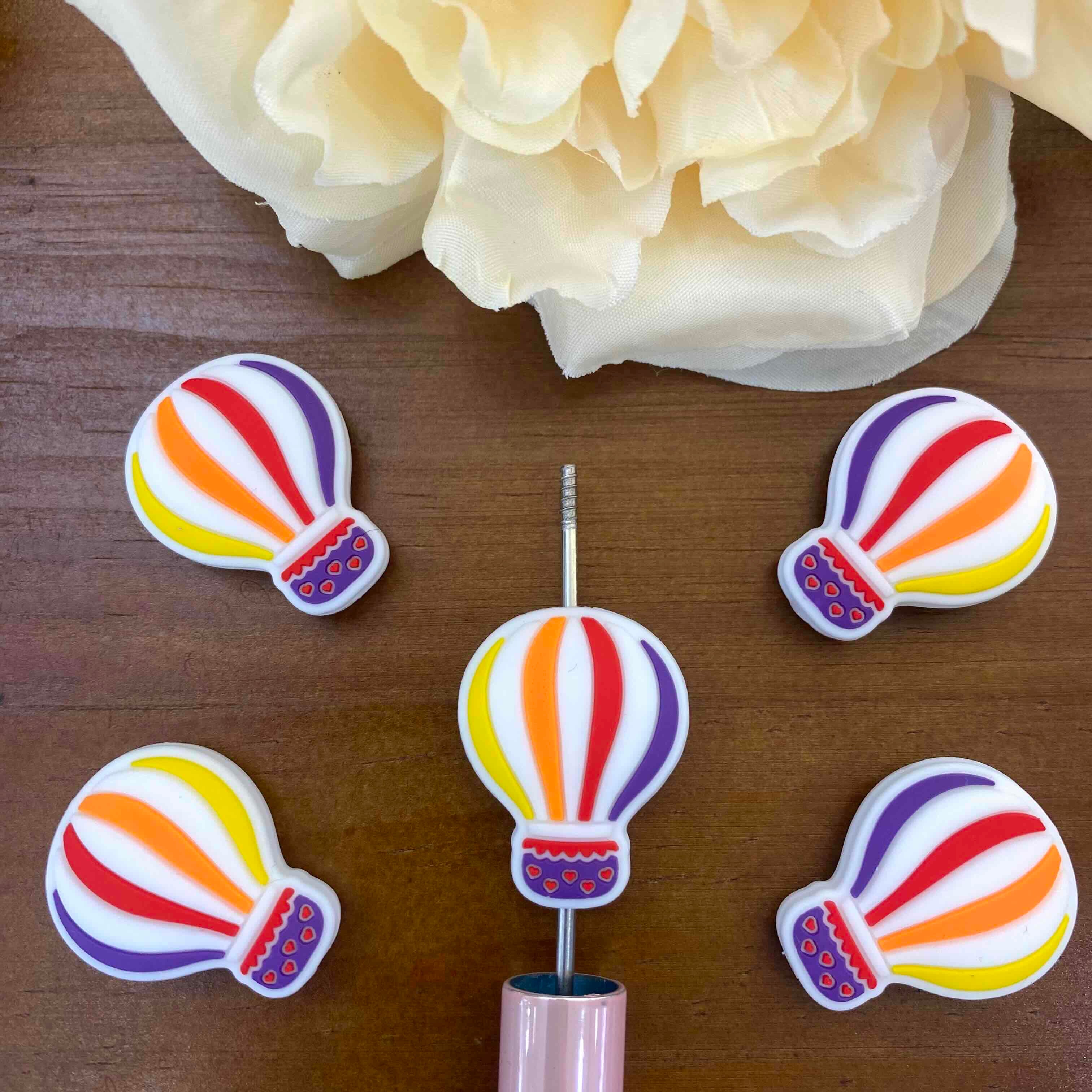 FS20148-Hot Air Balloon Flat Silicone Focal Beads