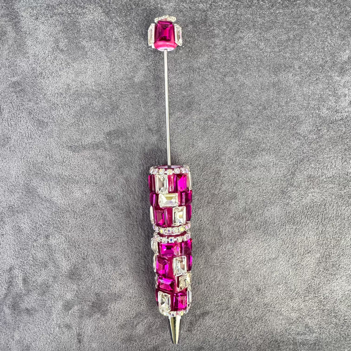 Beadable Pens with Multifaceted Square Crystal, Various Colors