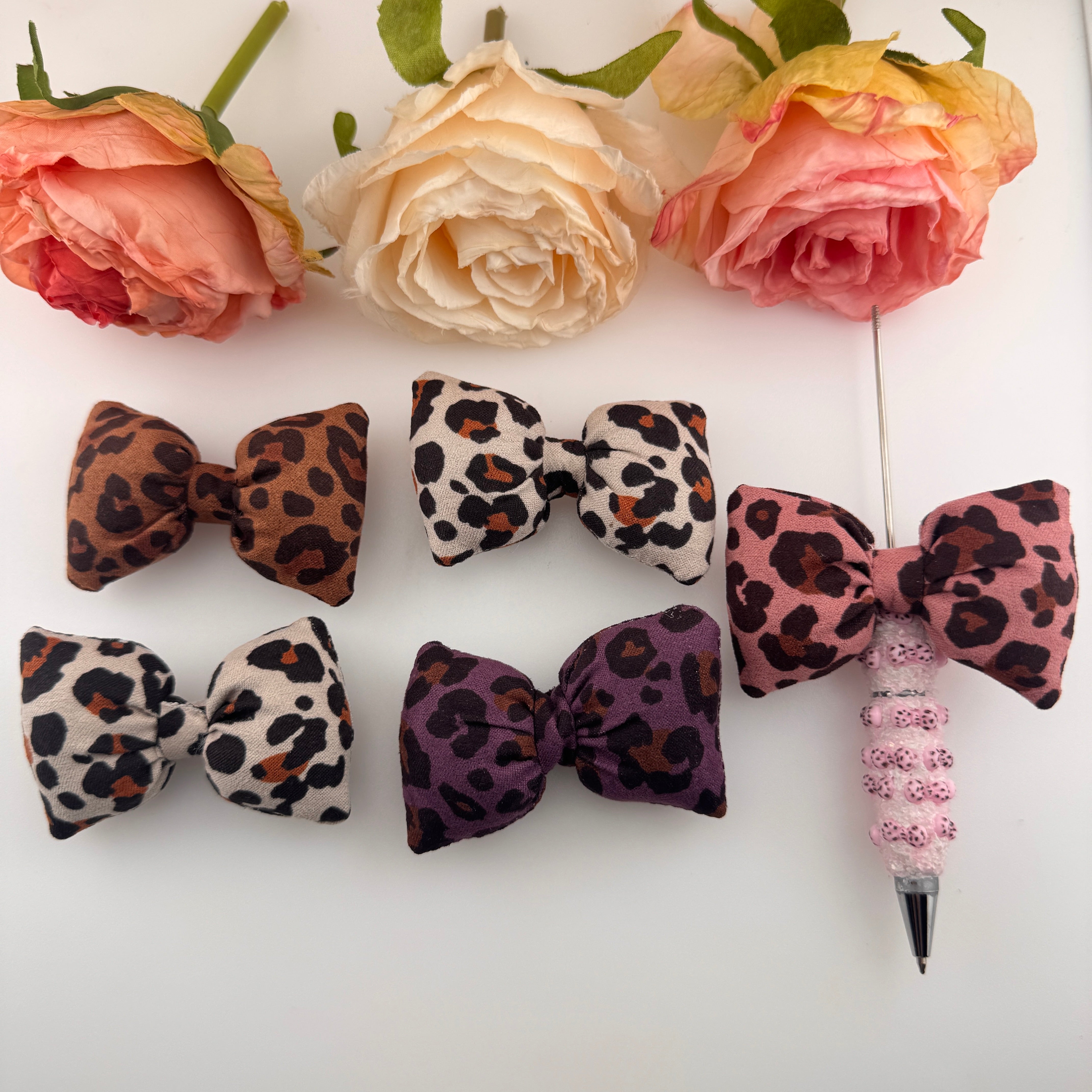 FS19142-About 6.8×4.3cm Leopard Printed Farbic Bow