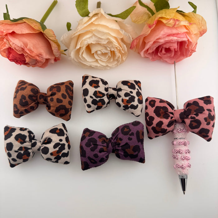 FS19142-About 6.8×4.3cm Leopard Printed Farbic Bow