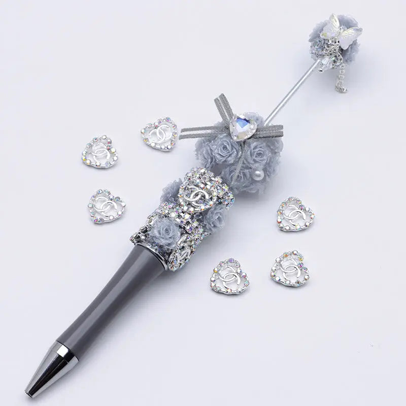 11×11mm AB Rhinestone Heart CC Alloy Nail Stickers For Keychain Jewelry Making Zoe's DIY Shop
