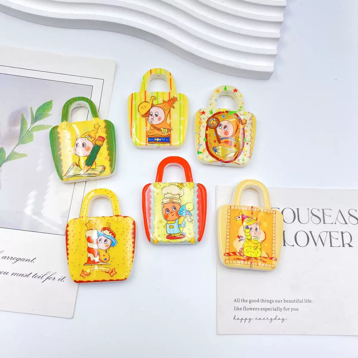 FS5880- Alien Double-Sided Printed Handbag With Acrylic Beads