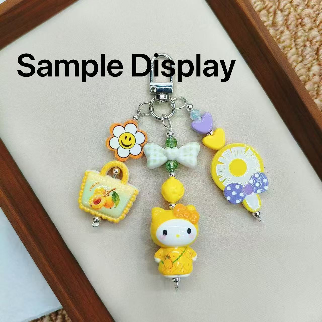 3D Cute Cartoon Cat  Figurine Bead With  Fruit‑Themed Six Colorways,For Pen Toppers Or Keychain,Random Mix