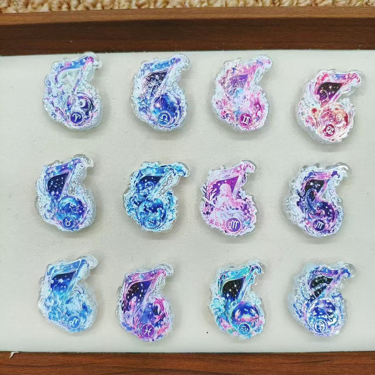 Twelve Zodiac Constellation Music Note Acrylic Focal Beads,For Pen Toppers, Random Mix