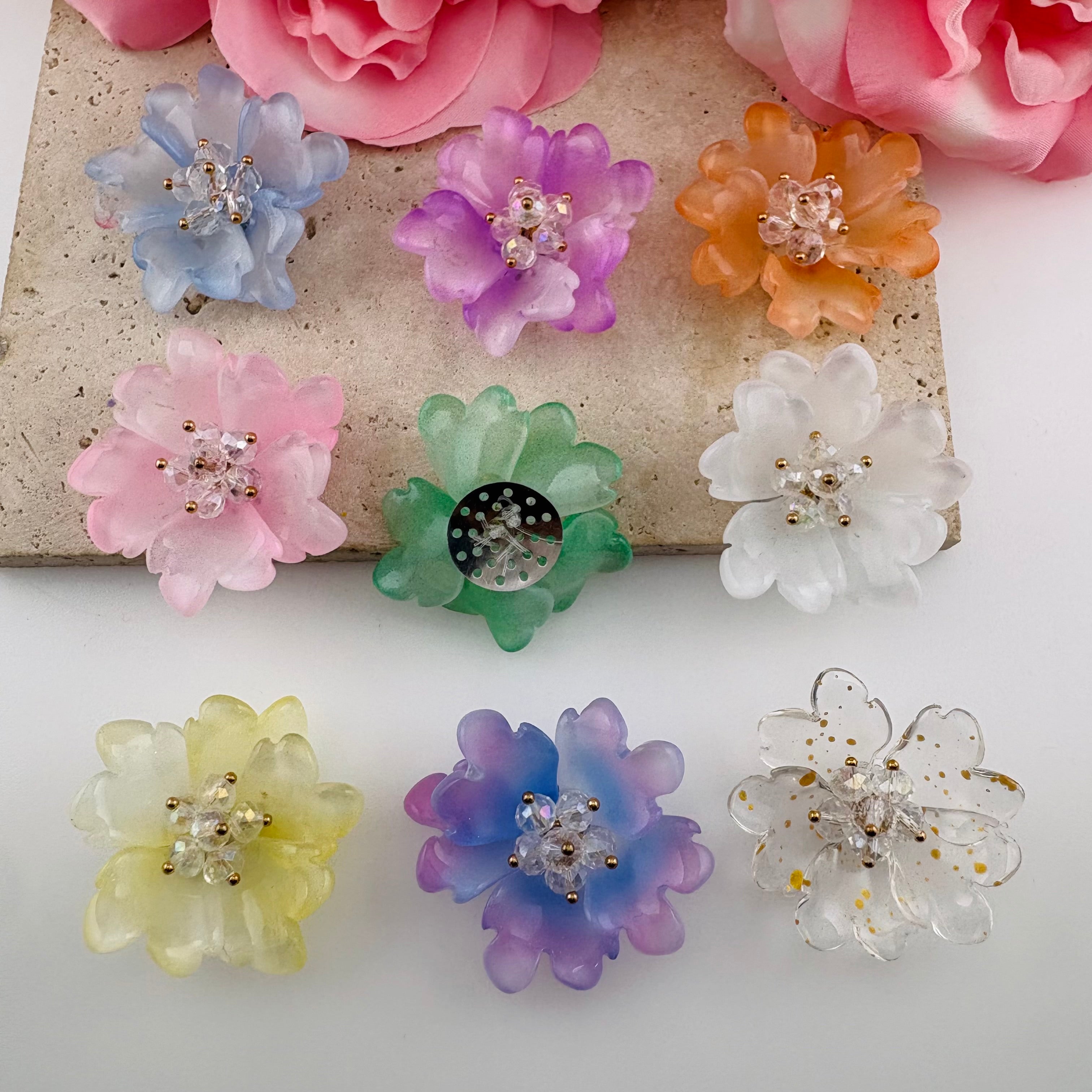 FS6928-About 36mm Glass Flower Patch For Making Fancy Beads