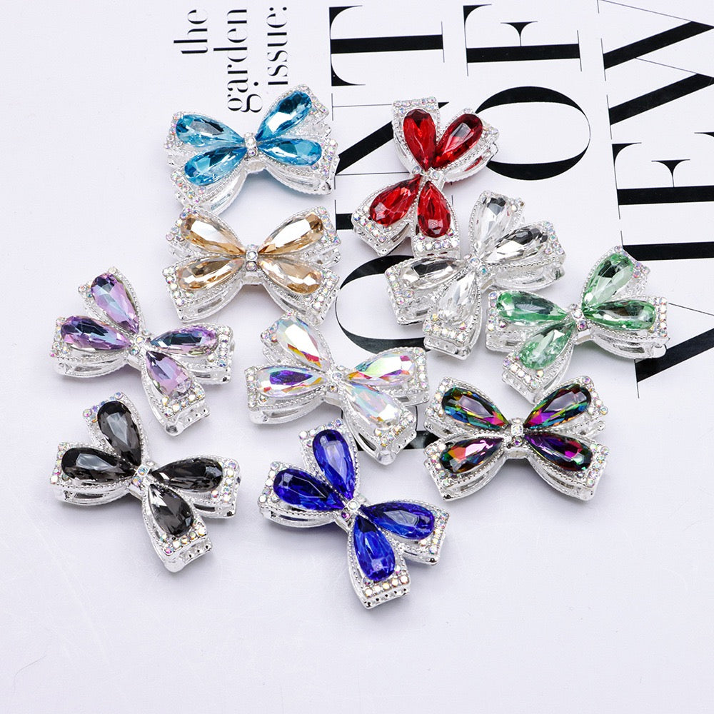 FS4850-About 27×34cm Crystal Glass Rhinestone Bow Metal Beads