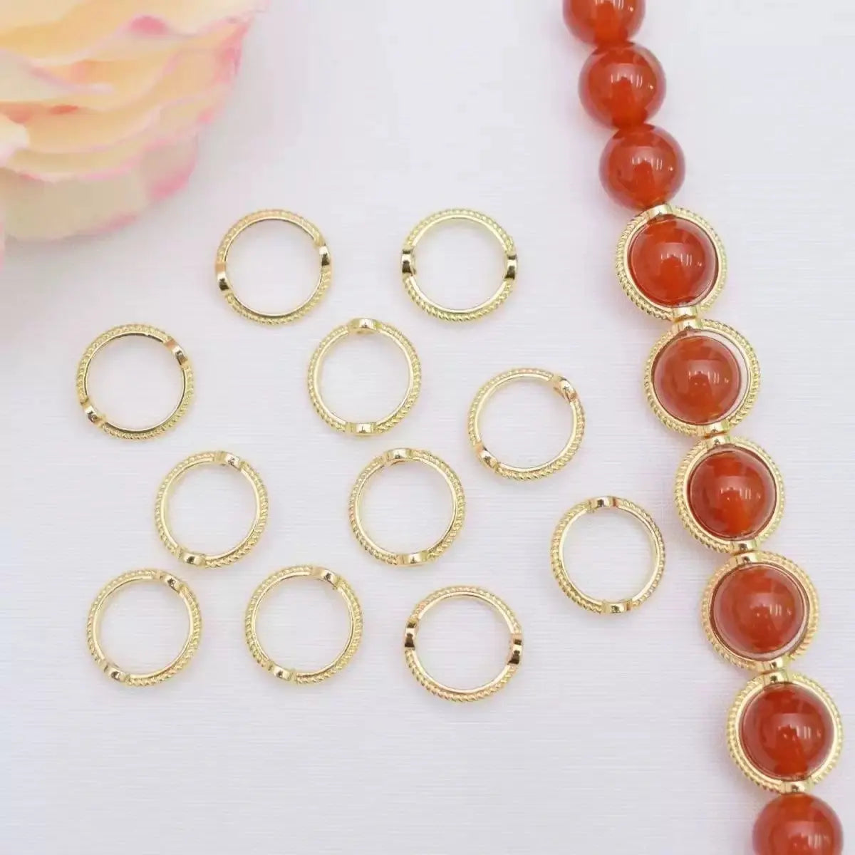 12mm  Gold Plated Long Lasting Round Bead Frame Spacer Beads For Jewelry DIY Bracelet Necklace Making ZoeDIY Shop