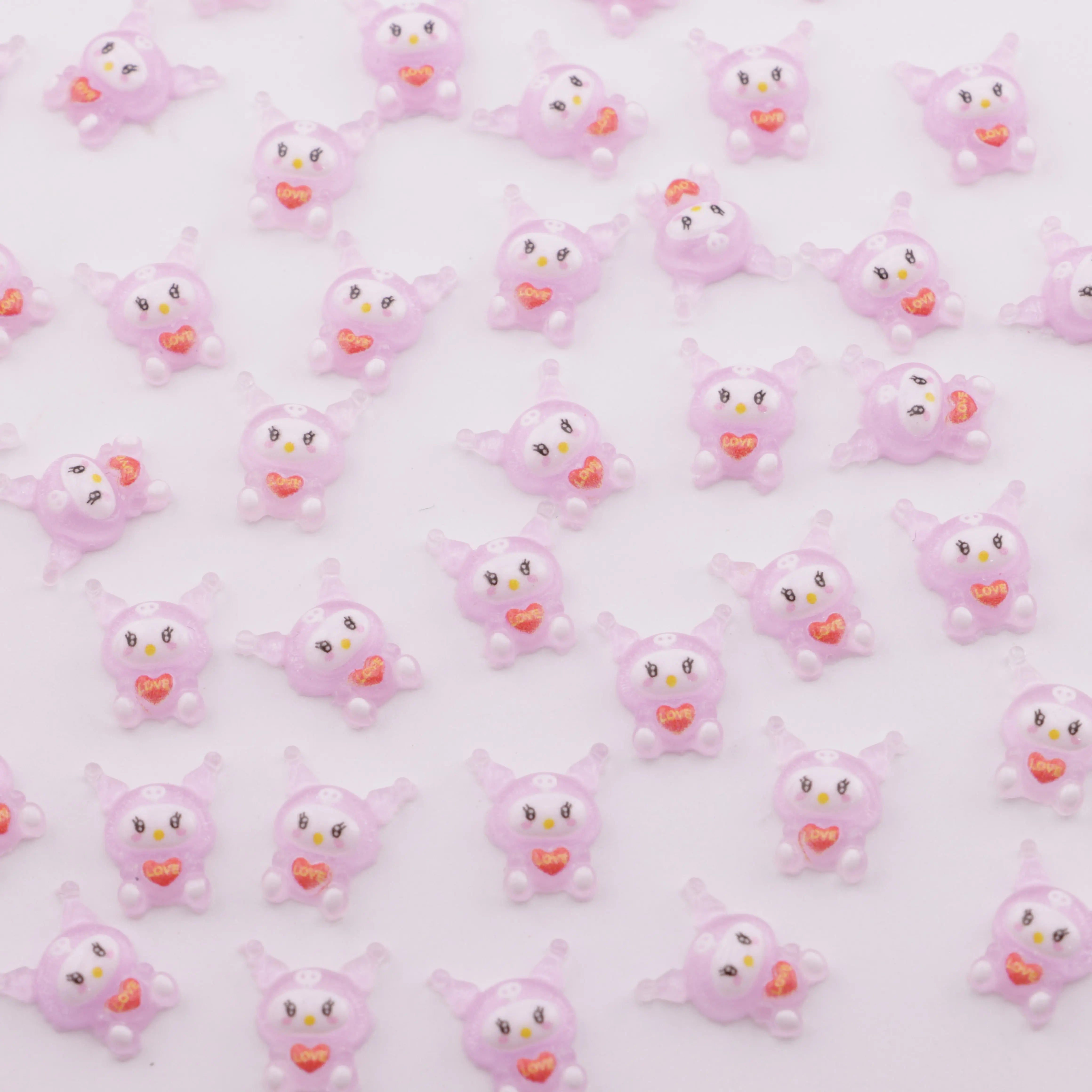 FS5587-12mm Heart Kuku Charms Kuromi Stickers - Zoe DIY Wholesale