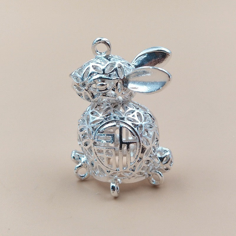 DIY Beaded Pendant, Silver Hollow Metal Ball  Cage Ornament for Jewelry Making
