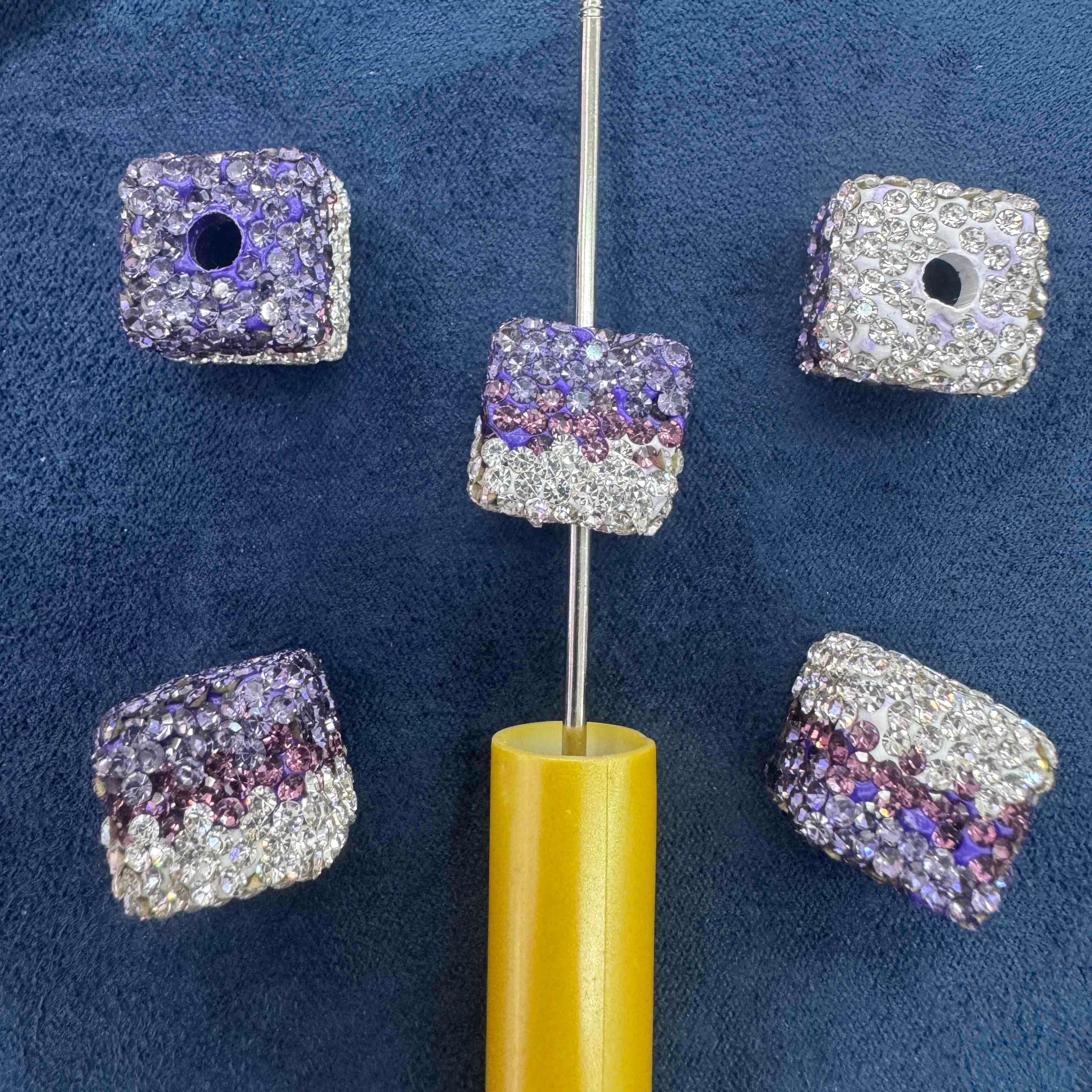 FS20230-16mm  Gradient color Rhinestone Clay Cube Beads