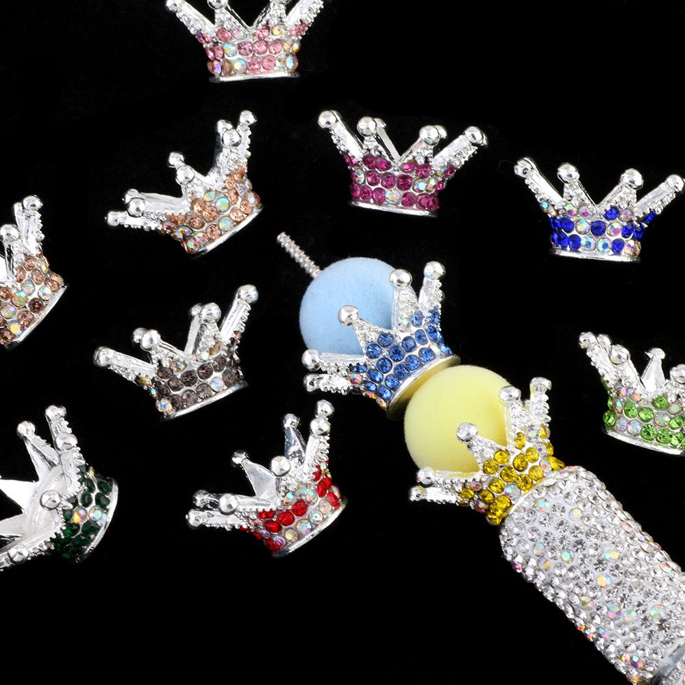 13×23×23mm Rhinestone Stone Metal Crown Spacers for Beads,Multi-Color