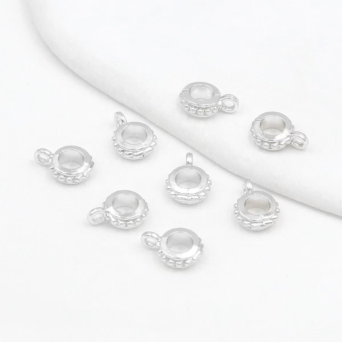 FS5182- 7.5mm Silver-Plated Spacers With Hanging Holes Spacer Beads With Hanging Holes