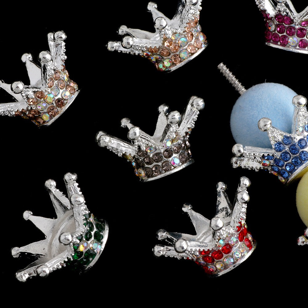13×23×23mm Rhinestone Stone Metal Crown Spacers for Beads,Multi-Color