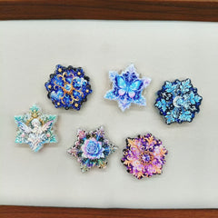 Acrylic Beads with Dreamy Snowflake Series,For Pen Toppers Or Keychain ,Multi-Color Random Mix