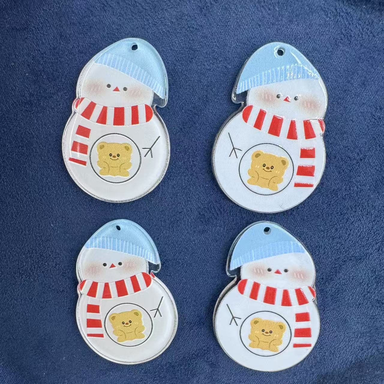 Snowman Christmas acrylic pendant, suitable for making keychains