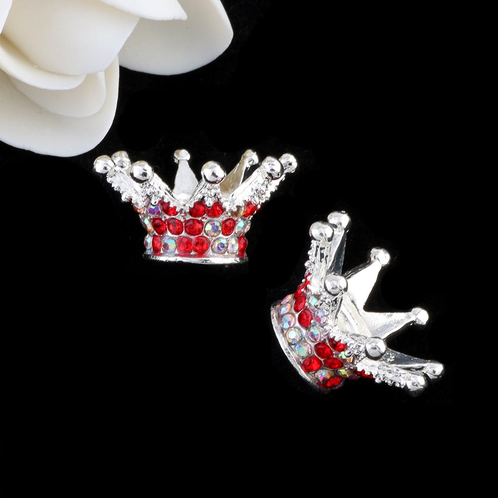 13×23×23mm Rhinestone Stone Metal Crown Spacers for Beads,Multi-Color