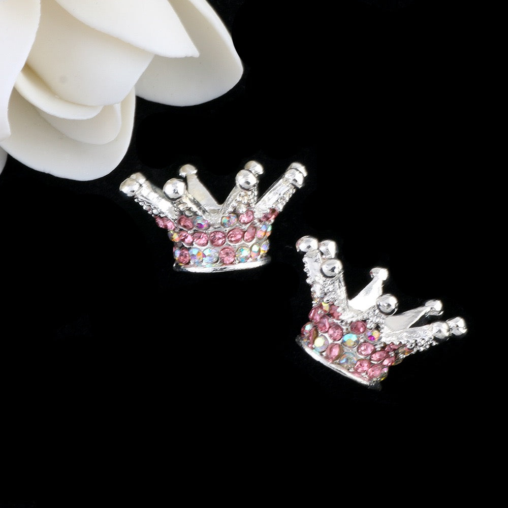 13×23×23mm Rhinestone Stone Metal Crown Spacers for Beads,Multi-Color
