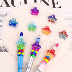 Acrylic Beads Star Wishing Bottle with Star Glitter, Printed with Word "Lucky",For Pen Toppers Or Keychain,Random Mix