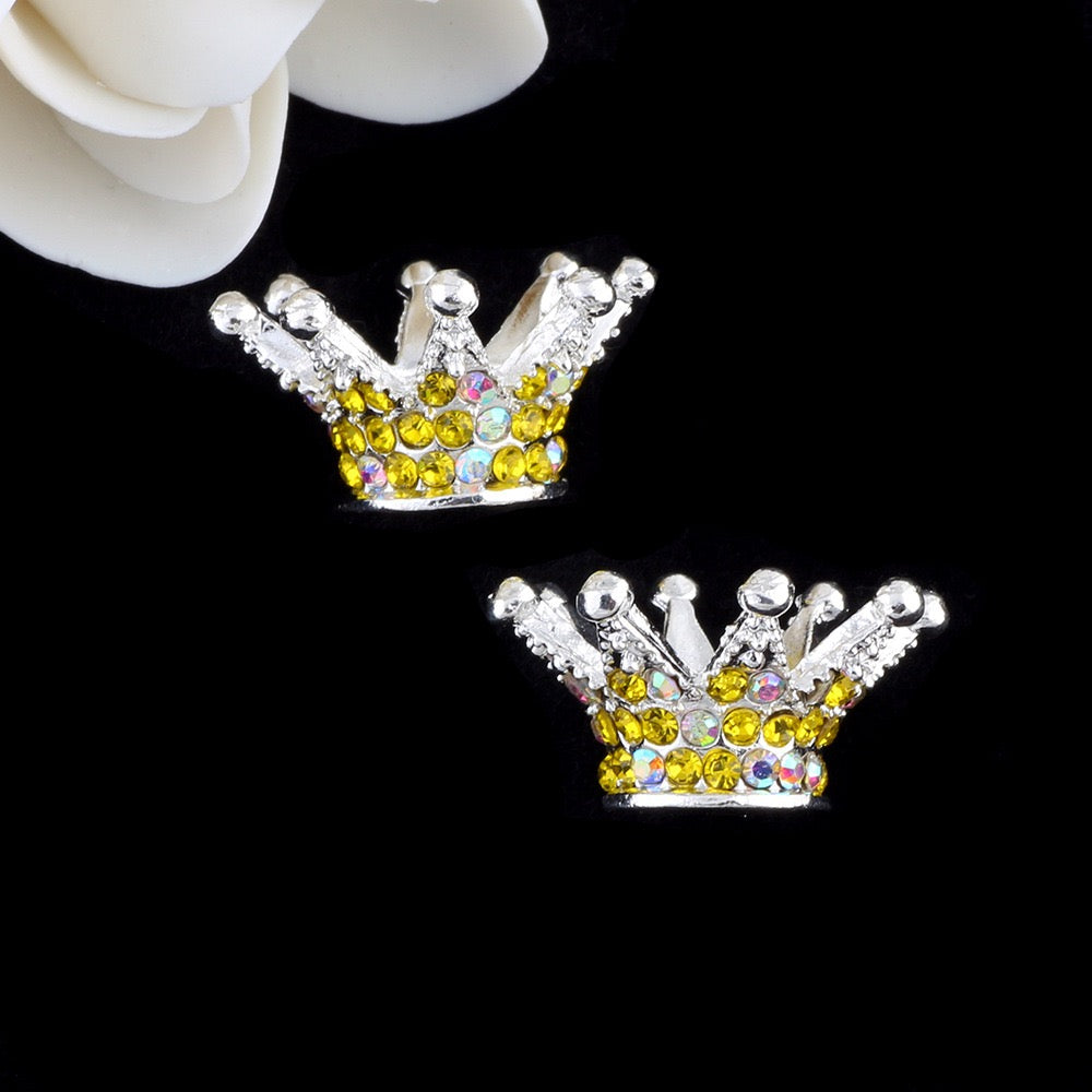 13×23×23mm Rhinestone Stone Metal Crown Spacers for Beads,Multi-Color