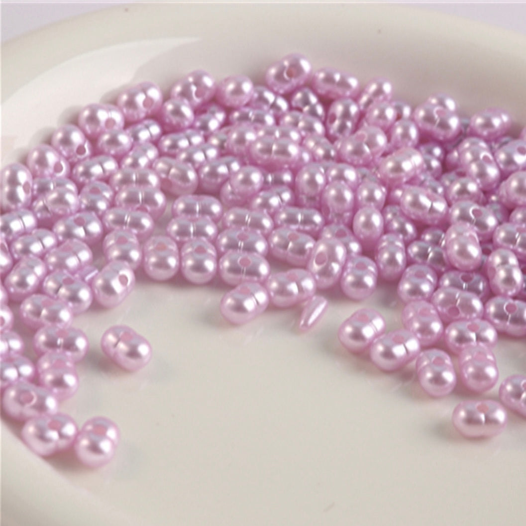 FS2380-5*8mm Solid Color Pearl Looking Peanut Acrylic Beads For Making Keychain