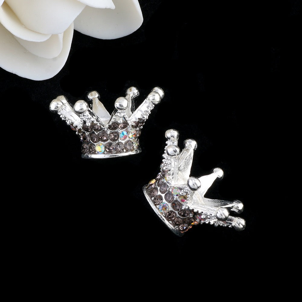 13×23×23mm Rhinestone Stone Metal Crown Spacers for Beads,Multi-Color