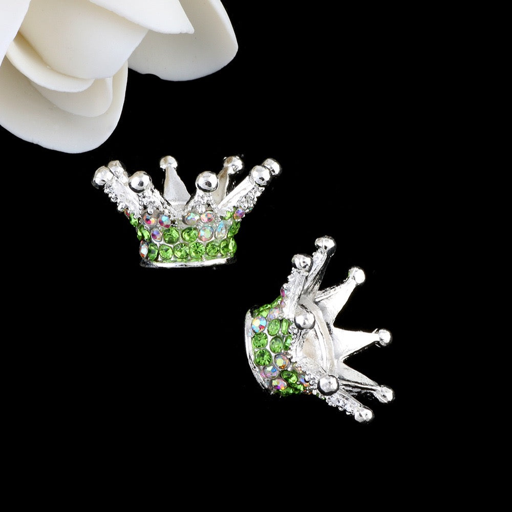 13×23×23mm Rhinestone Stone Metal Crown Spacers for Beads,Multi-Color