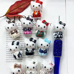 Luminous 3D Cute Cat Character with Different Outfits Acrylic Beads,Random Mix