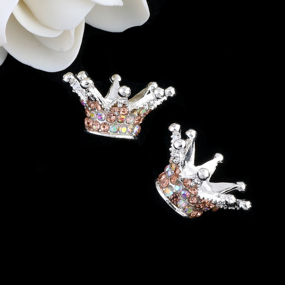 13×23×23mm Rhinestone Stone Metal Crown Spacers for Beads,Multi-Color