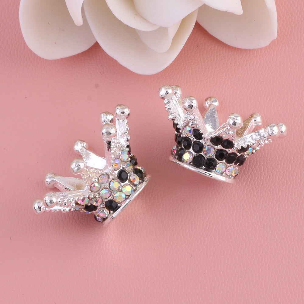 13×23×23mm Rhinestone Stone Metal Crown Spacers for Beads,Multi-Color