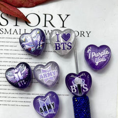 Purple pearlescent 3D heart‑shaped acrylic beads,Random Mix
