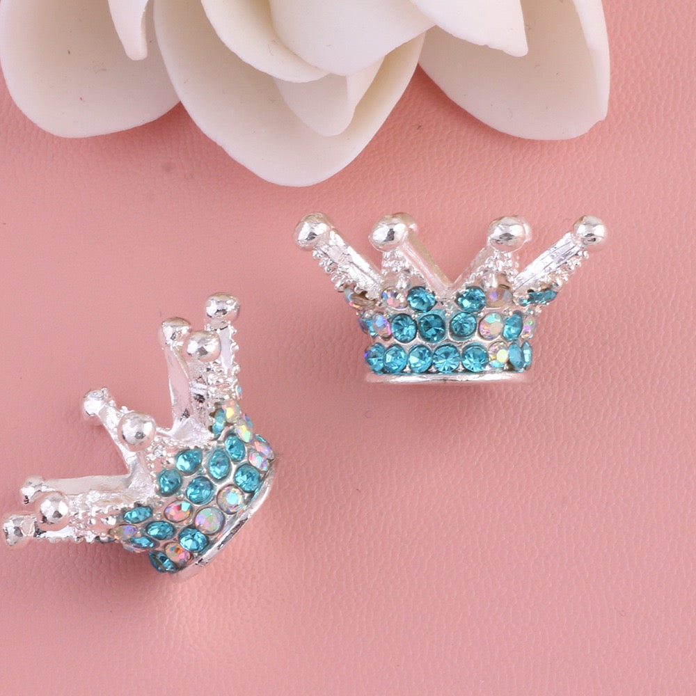 13×23×23mm Rhinestone Stone Metal Crown Spacers for Beads,Multi-Color