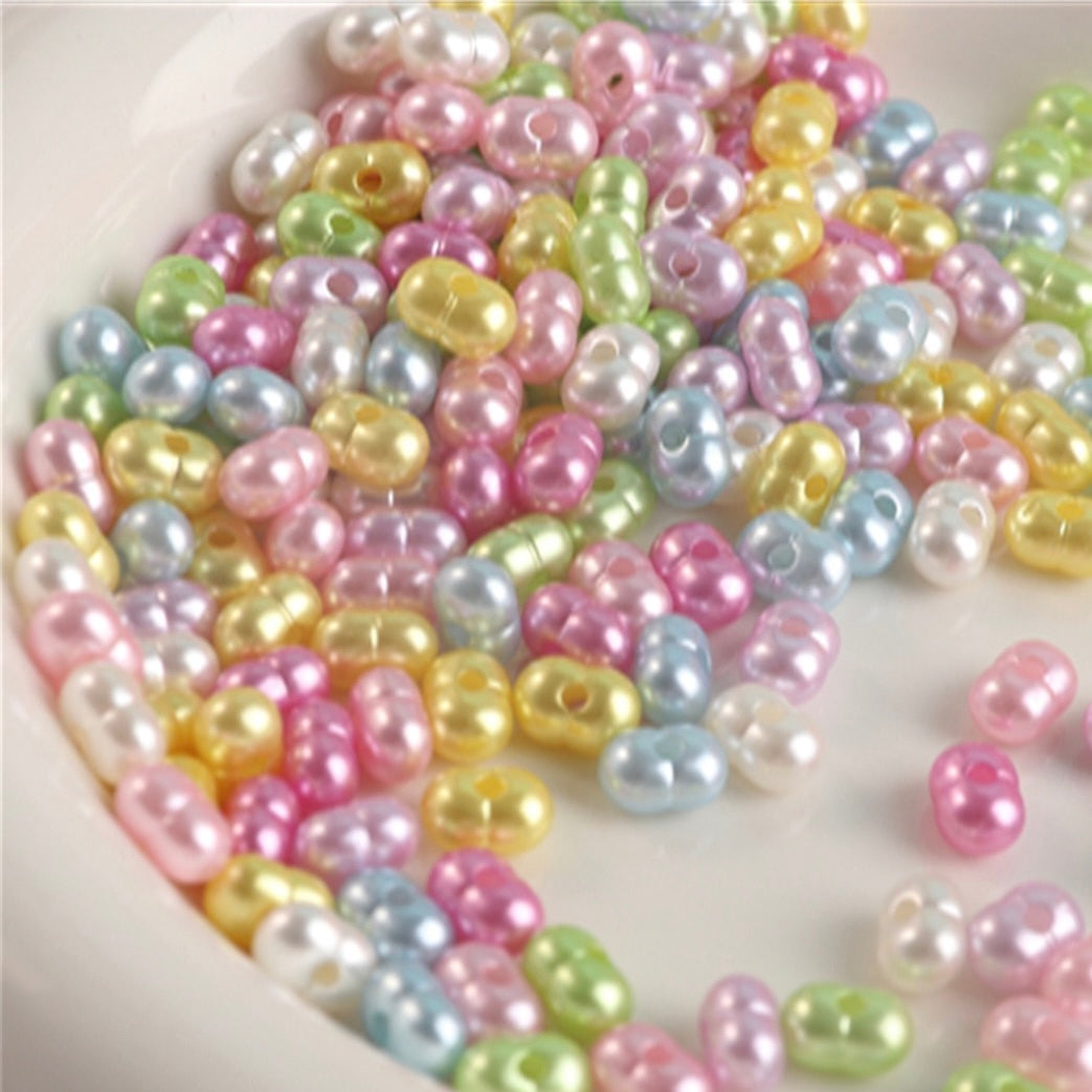 FS2380-5*8mm Solid Color Pearl Looking Peanut Acrylic Beads For Making Keychain